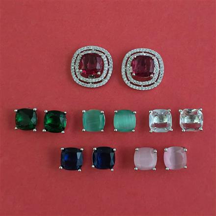 American Diamond Changeable Earring with Rhodium Plating