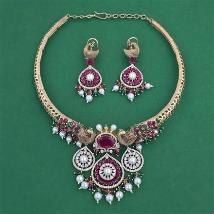 American Diamond Hasli Necklace with Gold Plating