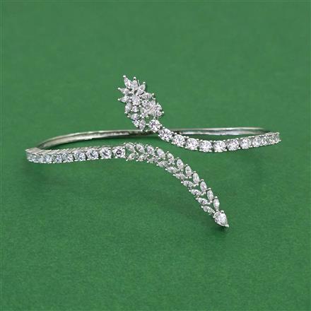 American Diamond Delicate Kada with Rhodium Plating Carat Plating