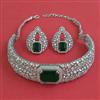American Diamond Choker Necklace with Rhodium Plating