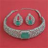 American Diamond Choker Necklace with Rhodium Plating