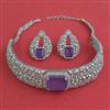 American Diamond Choker Necklace with Rhodium Plating