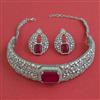 American Diamond Choker Necklace with Rhodium Plating
