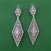American Diamond Long Earring with Rhodium Plating