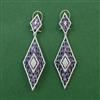 American Diamond Long Earring with Rhodium Plating