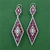 American Diamond Long Earring with Rhodium Plating