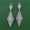 American Diamond Long Earring with Rhodium Plating