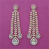 American Diamond Long Earring with Rhodium Plating Carat Plating