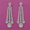 American Diamond Long Earring with Rhodium Plating Carat Plating