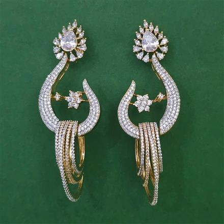 American Diamond Long Earring with Carat Plating