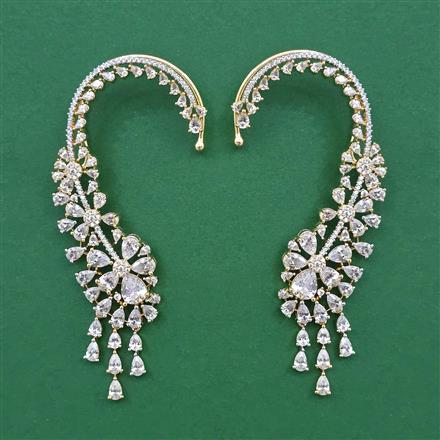 American Diamond Earcuff with Rhodium Plating Carat Plating