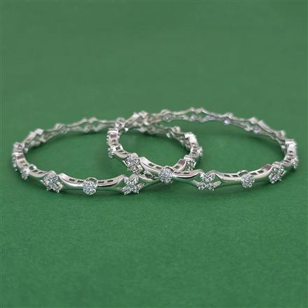 American Diamond Delicate Bangles with Rhodium Plating