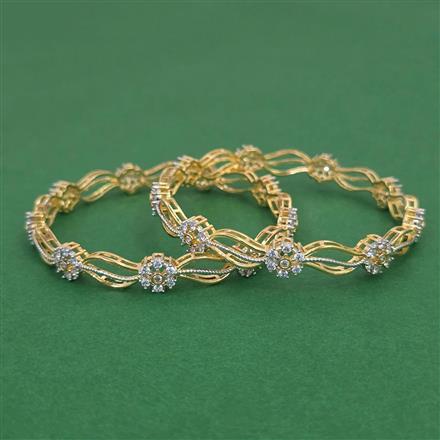 American Diamond Classic Bangles with 2 Tone Plating