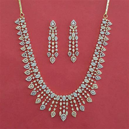 American Diamond Classic Necklace with Rhodium Plating 2 Tone Plating Mehndi Plating