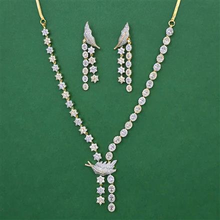 American Diamond Classic Necklace with Rhodium Plating 2 Tone Plating Mehndi Plating