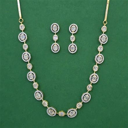 American Diamond Classic Necklace with Rhodium Plating 2 Tone Plating Mehndi Plating