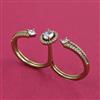 American Diamond Adjustable Ring with Rhodium Plating 2 Tone Plating Mehndi Plating