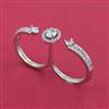 American Diamond Adjustable Ring with Rhodium Plating 2 Tone Plating Mehndi Plating
