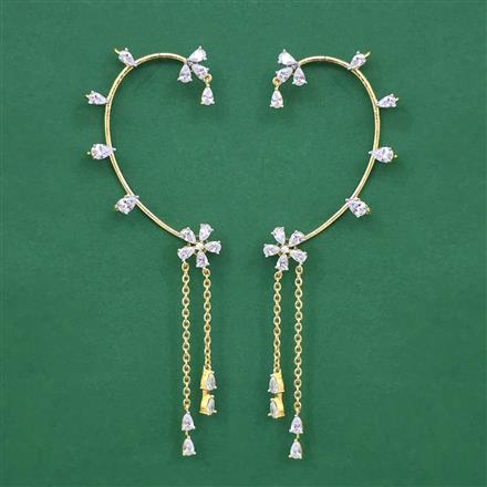 American Diamond Earcuff with Rhodium Plating 2 Tone Plating Mehndi Plating