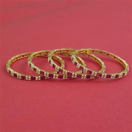 American Diamond Pearl Bangles With Gold Plating