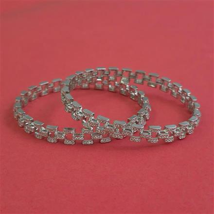 American Diamond Classic Bangles With Rhodium Plating