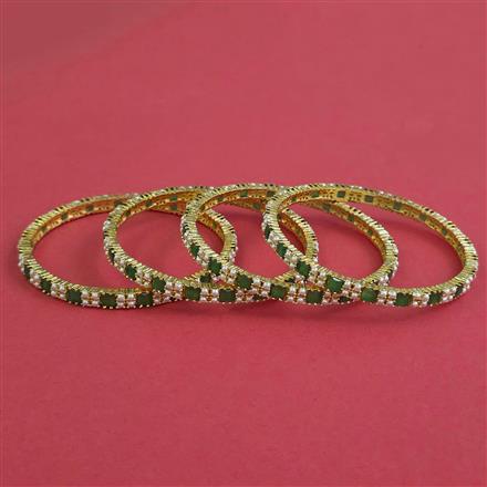 American Diamond Pearl Bangles With Gold Plating