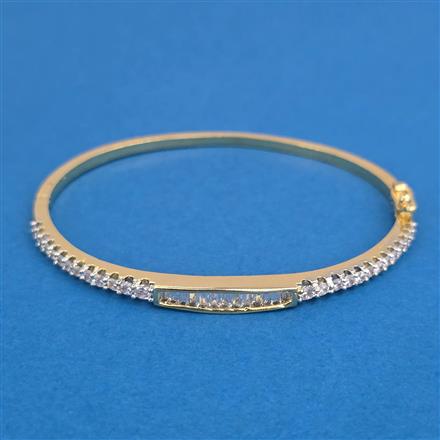 American Diamond Delicate Kada with Rhodium Plating 2 Tone Plating
