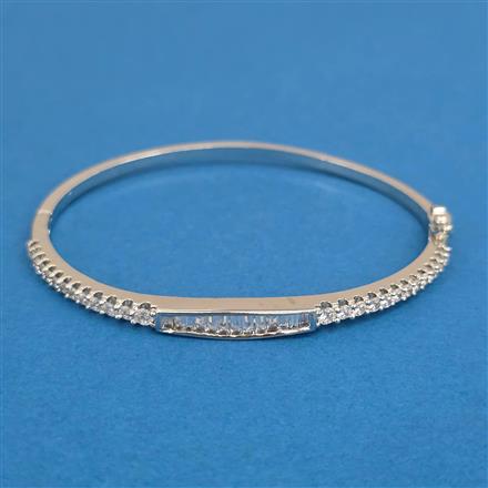 American Diamond Delicate Kada with Rhodium Plating 2 Tone Plating