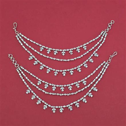 American Diamond Classic Ear Chain with Rhodium Plating 2 Tone Plating Mehndi Plating