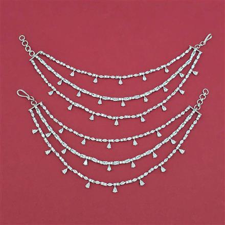American Diamond Classic Ear Chain with Rhodium Plating 2 Tone Plating Mehndi Plating