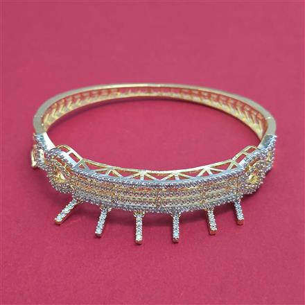 American Diamond Openable kada with Rhodium Plating 2 Tone Plating