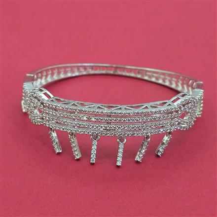 American Diamond Openable kada with Rhodium Plating 2 Tone Plating