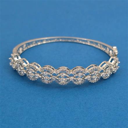 American Diamond Openable kada with Rhodium Plating 2 Tone Plating