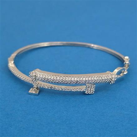 American Diamond Delicate Kada with Rhodium Plating 2 Tone Plating