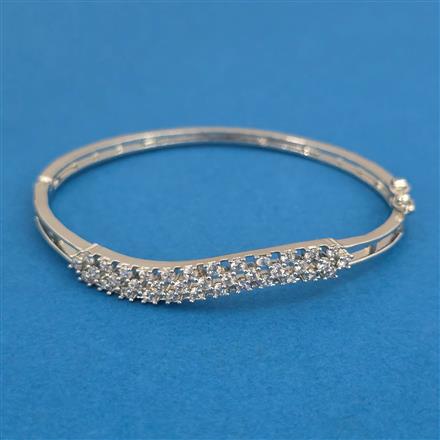 American Diamond Delicate Kada with Rhodium Plating 2 Tone Plating