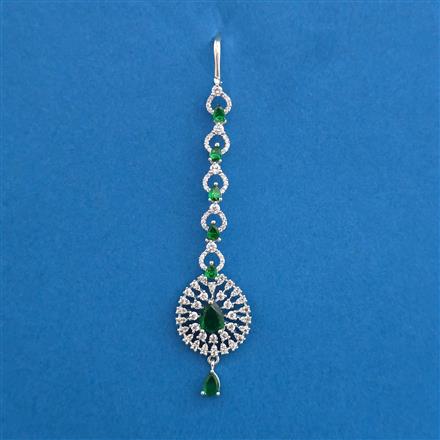 American Diamond Classic Tikka with Rhodium Plating