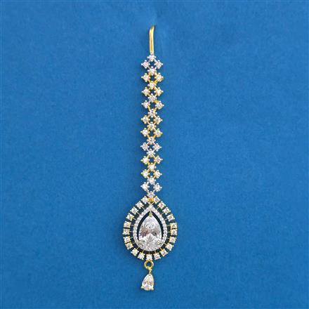 American Diamond Classic Tikka with Rhodium Plating 2 Tone Plating Mehndi Plating