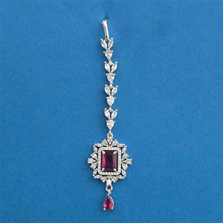 American Diamond Classic Tikka with Rhodium Plating