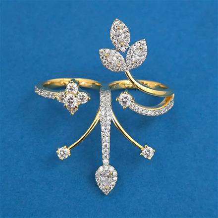 American Diamond Classic Ring with Rhodium Plating 2 Tone Plating