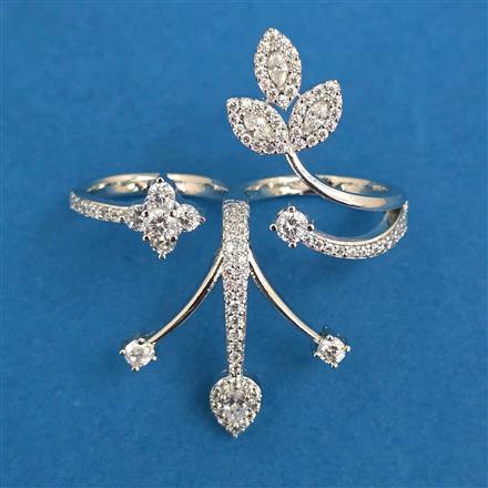 American Diamond Classic Ring with Rhodium Plating 2 Tone Plating