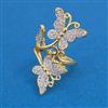 American Diamond Birds Ring with Rhodium Plating 2 Tone Plating