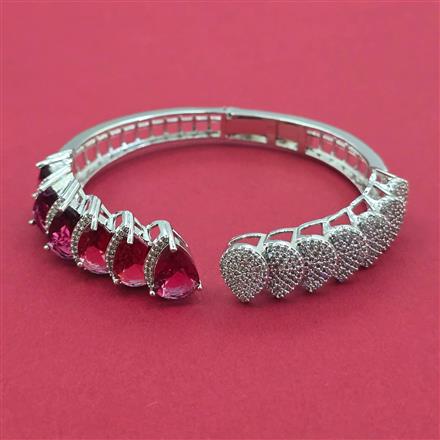 American Diamond Openable kada with Rhodium Plating