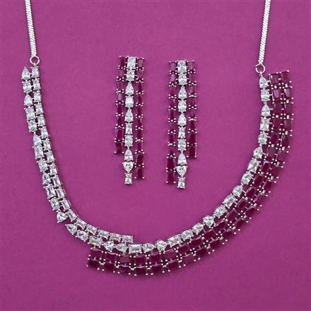 American Diamond Classic Necklace with Rhodium Plating