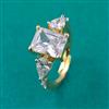 American Diamond Adjustable Ring with Rhodium Plating 2 Tone Plating Mehndi Plating