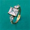 American Diamond Adjustable Ring with Rhodium Plating 2 Tone Plating Mehndi Plating