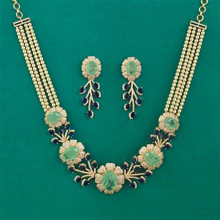 American Diamond Pearl Necklace with Carat Plating