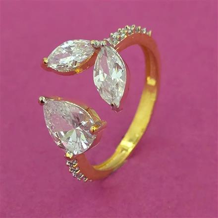 American Diamond Adjustable Ring With 2 Tone Plating