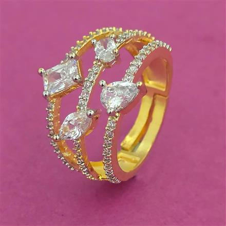 American Diamond Adjustable Ring With 2 Tone Plating