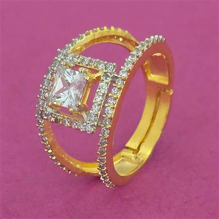 American Diamond Adjustable Ring With 2 Tone Plating