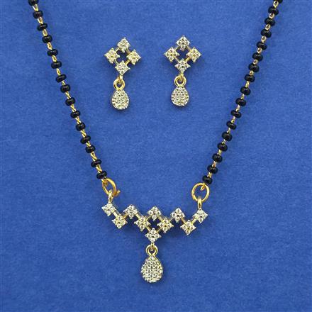 American Diamond Delicate Mangalsutra with Rhodium Plating 2 Tone Plating